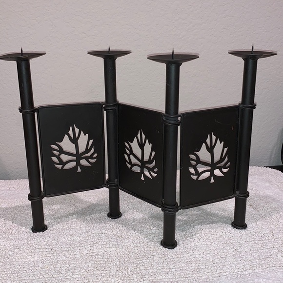 Pier 1 Metal Accordion Leaf Candle Holder - Picture 1 of 9